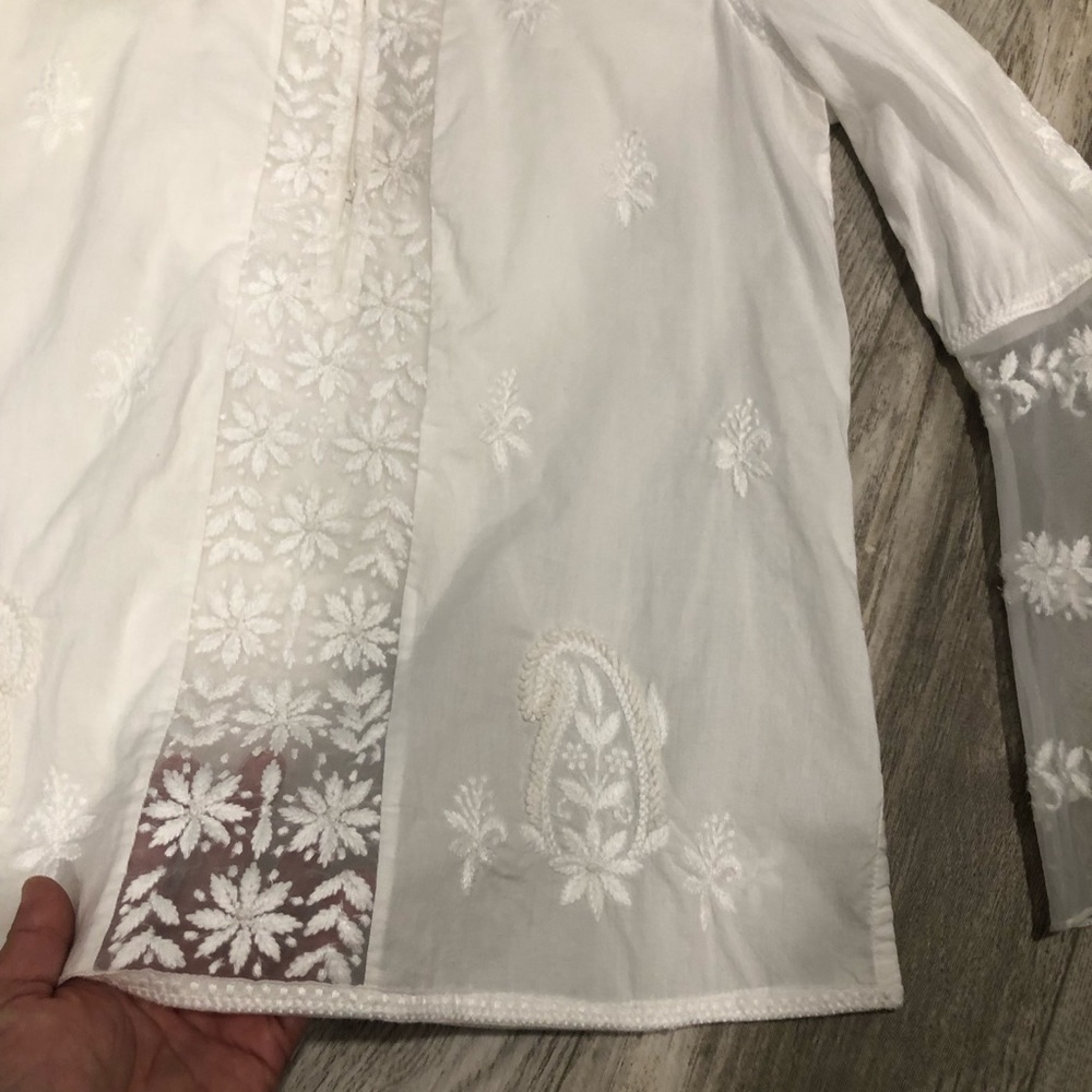 Calypso St. Barth White Embroidered Boho Top XS - Picture 3 of 8